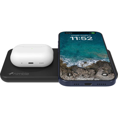Front View of Black Nimble Podium 2-in-1 Wireless Charging Stand