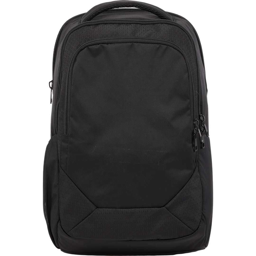 Front View of Black Olympus Recycled 15" Laptop Backpack plain