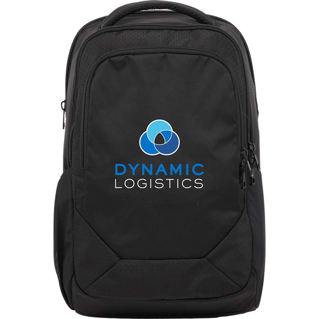 Front View of Black Olympus Recycled 15" Laptop Backpack