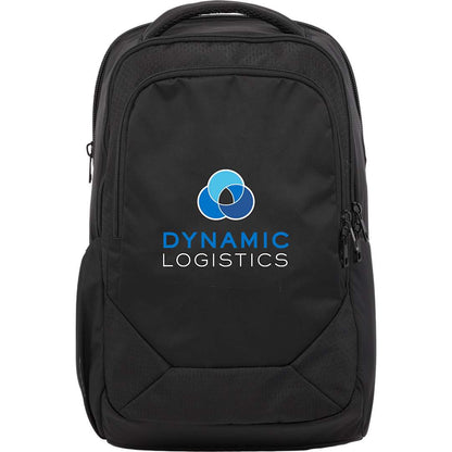 Front View of Black Olympus Recycled 15" Laptop Backpack