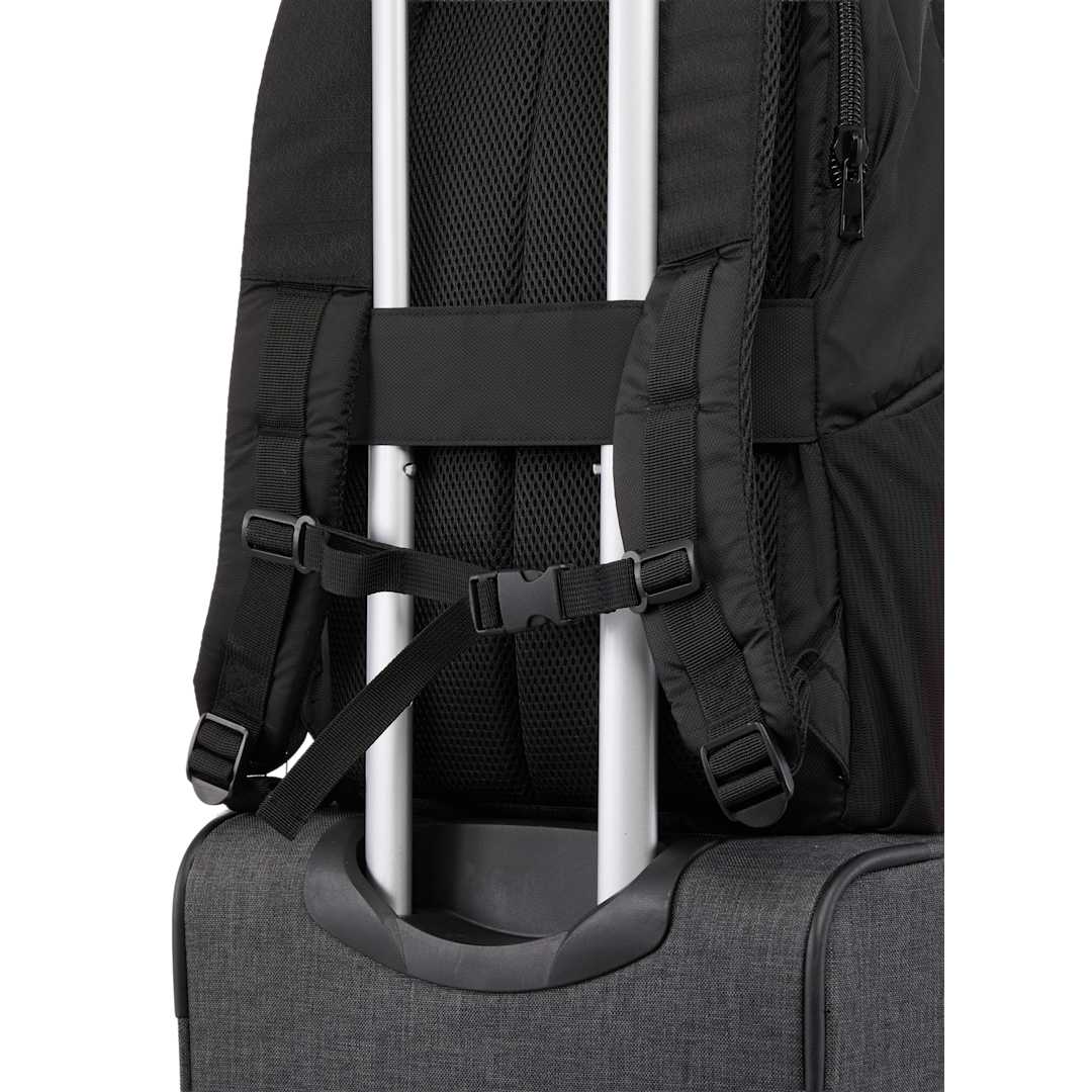 Front View of Black Olympus Recycled 15" Laptop Backpack