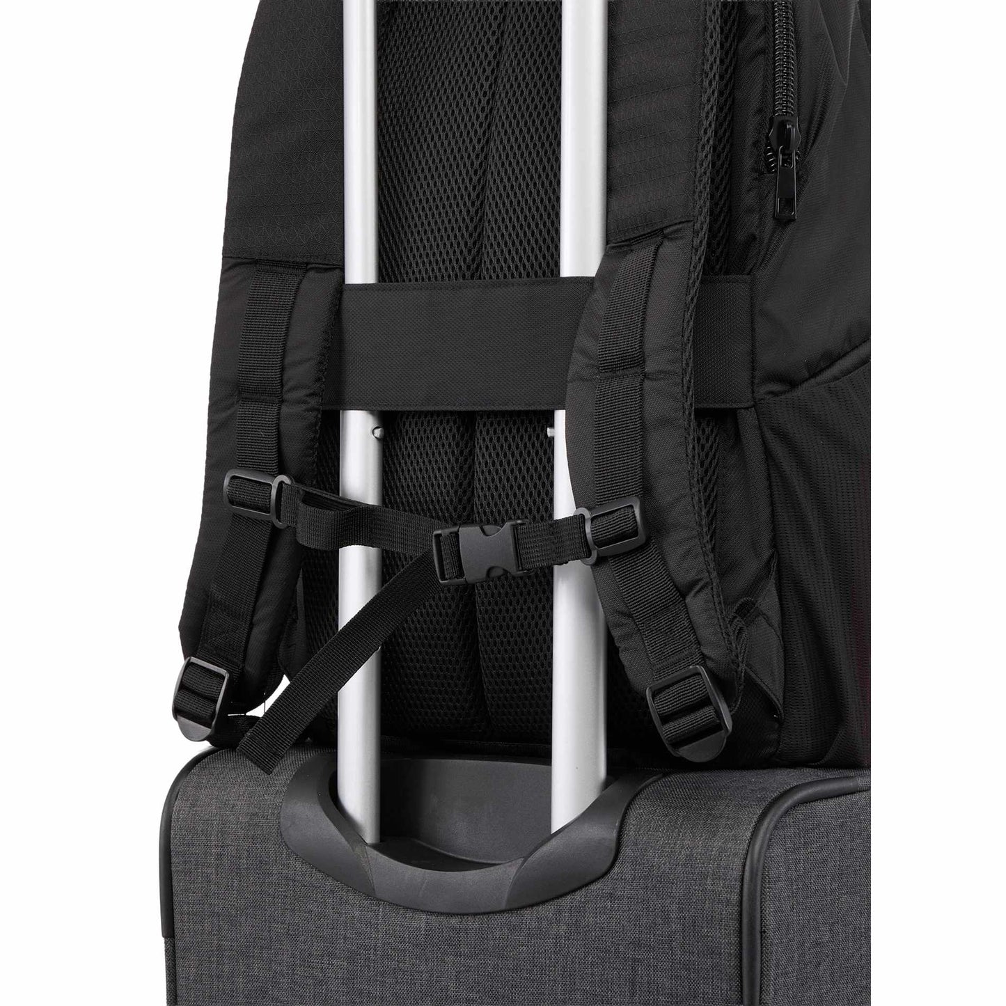 Front View of Black Olympus Recycled 15" Laptop Backpack