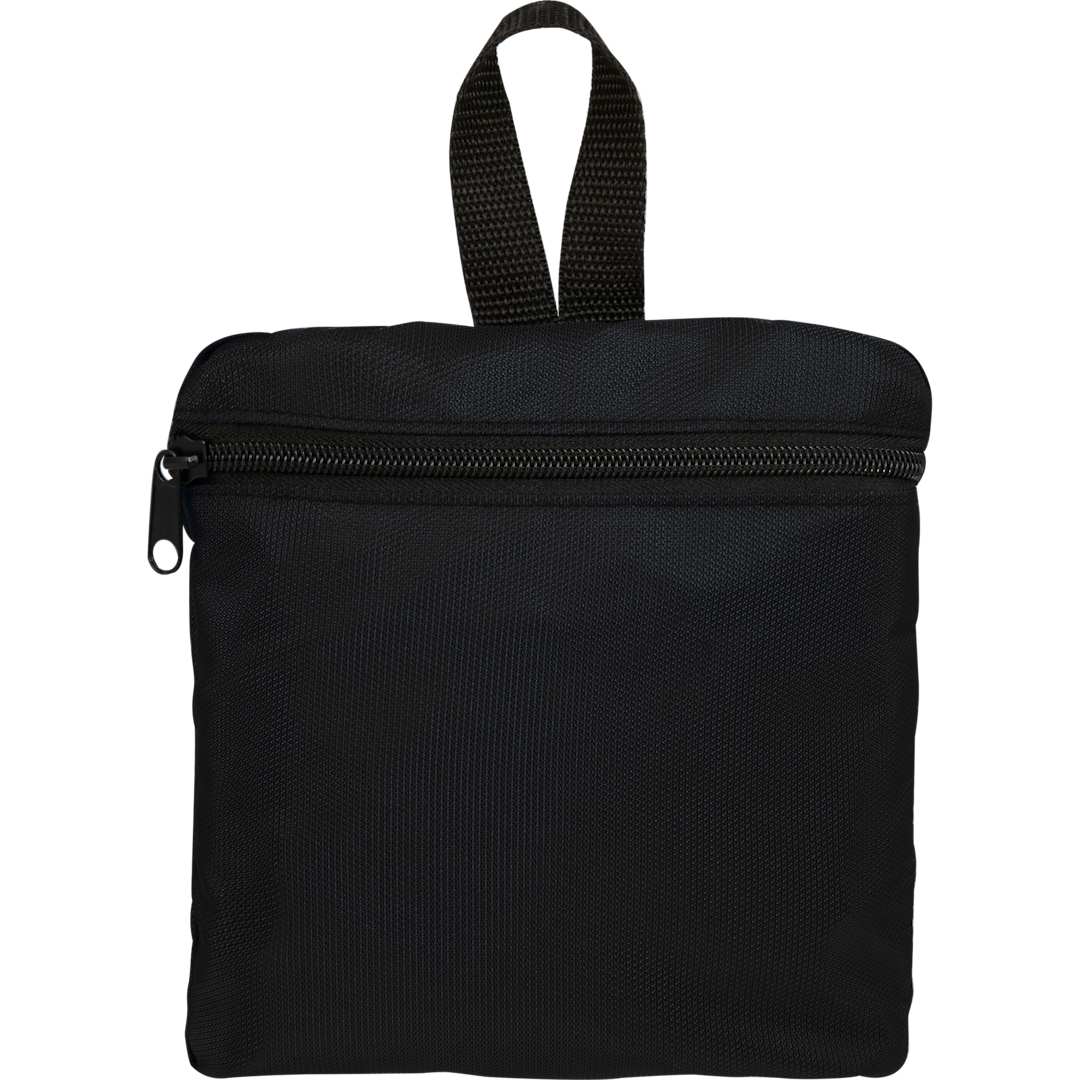 Front View of Black Packable Recycled Backpack