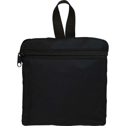 Front View of Black Packable Recycled Backpack