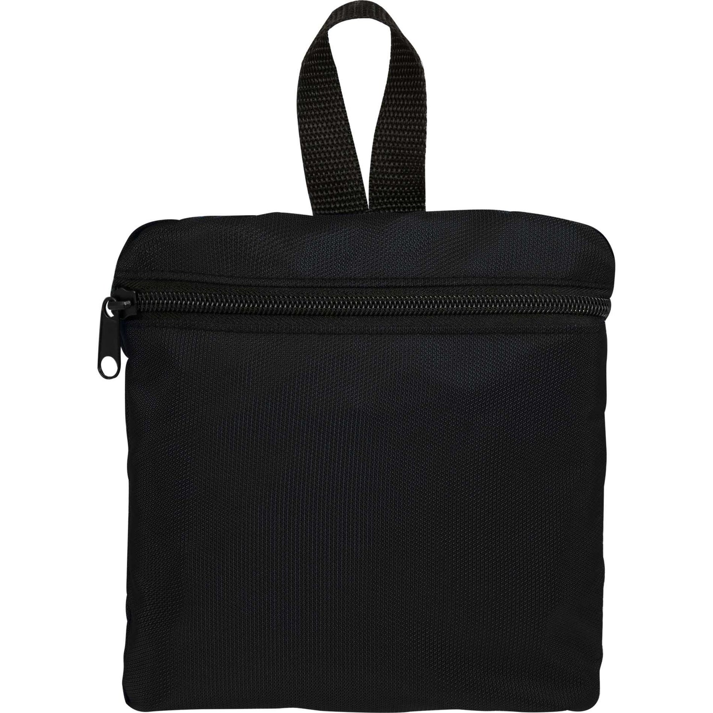 Front View of Black Packable Recycled Backpack