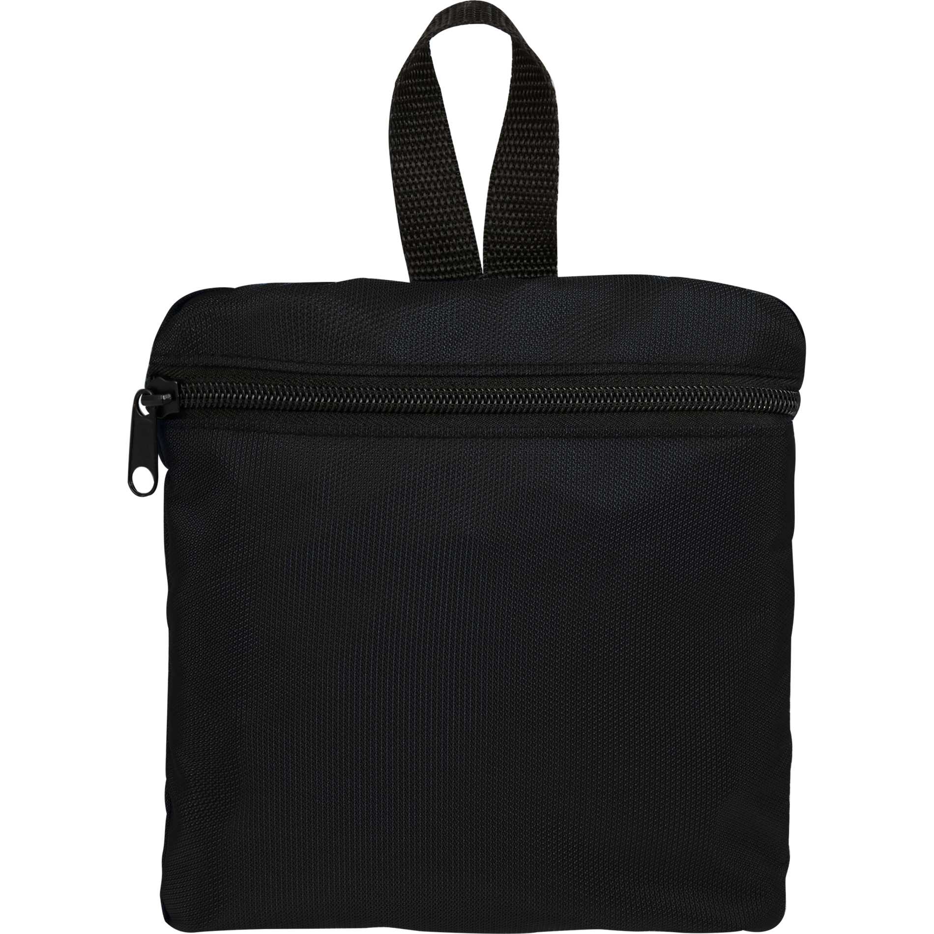 Front View of Black Packable Recycled Backpack
