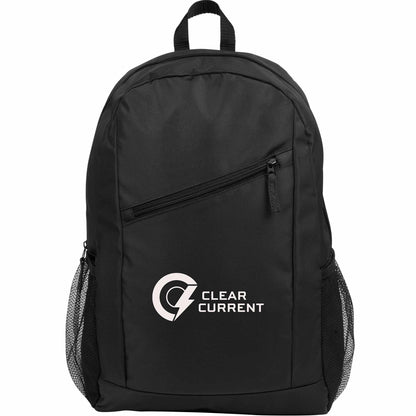 Front View of Black Packable Recycled Backpack