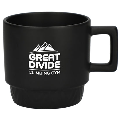 Front View of Black Paco 12oz Ceramic Mug