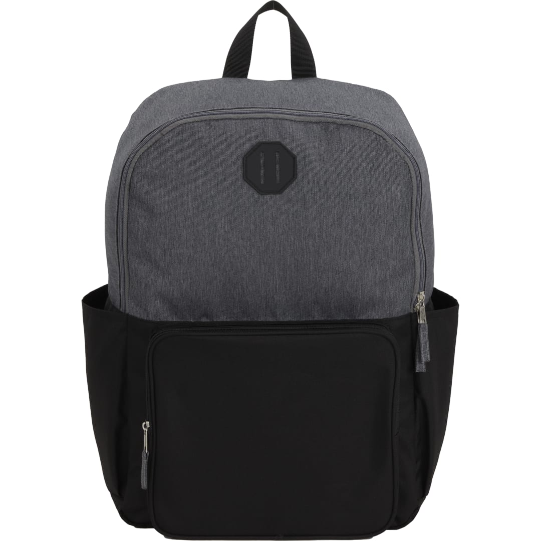 Front View of Black Paired Recycled 15" Laptop Backpack plain