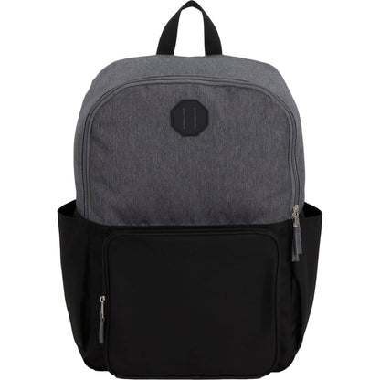 Front View of Black Paired Recycled 15" Laptop Backpack plain