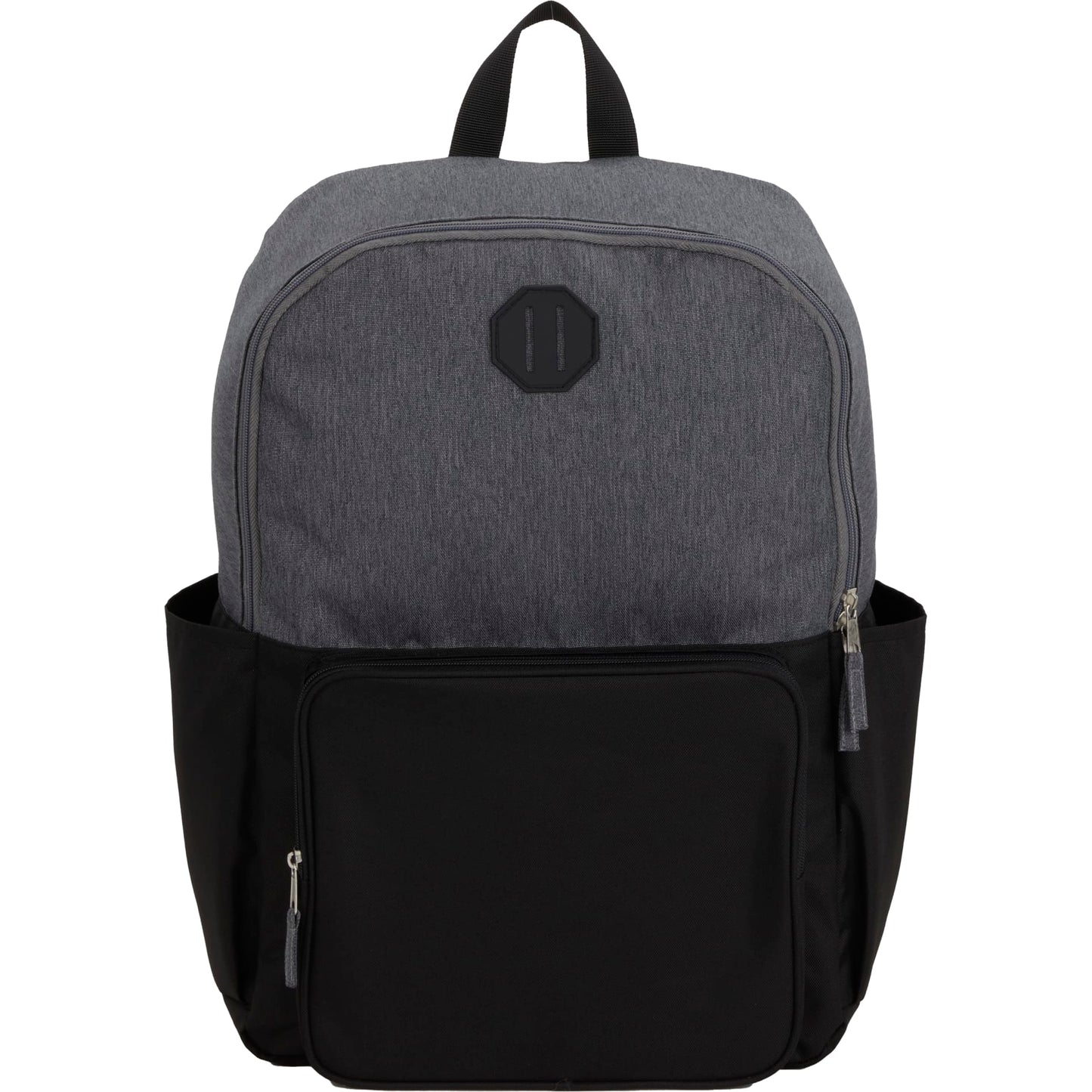 Front View of Black Paired Recycled 15" Laptop Backpack plain
