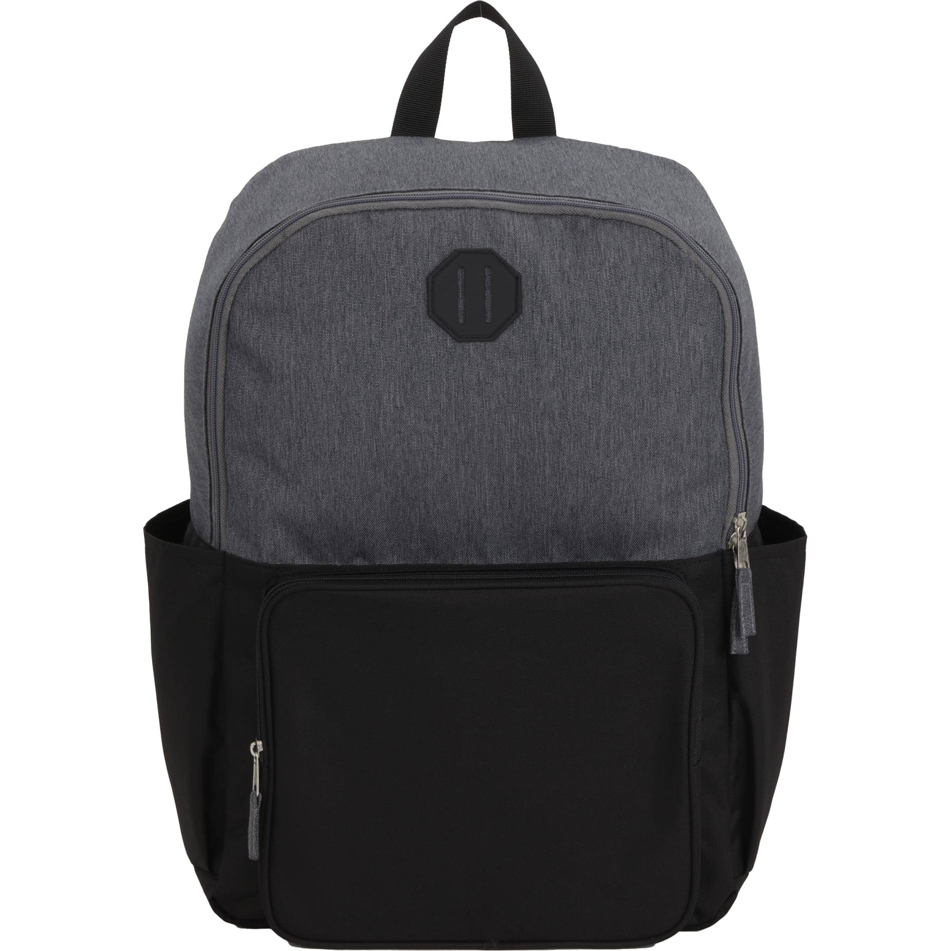 Front View of Black Paired Recycled 15" Laptop Backpack plain