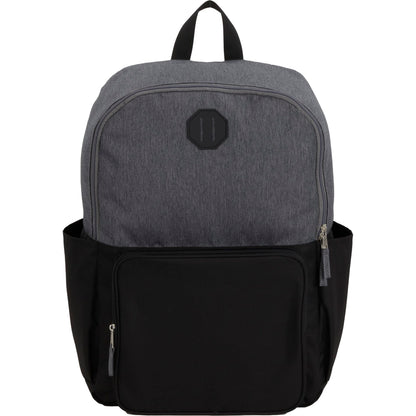 Front View of Black Paired Recycled 15" Laptop Backpack plain