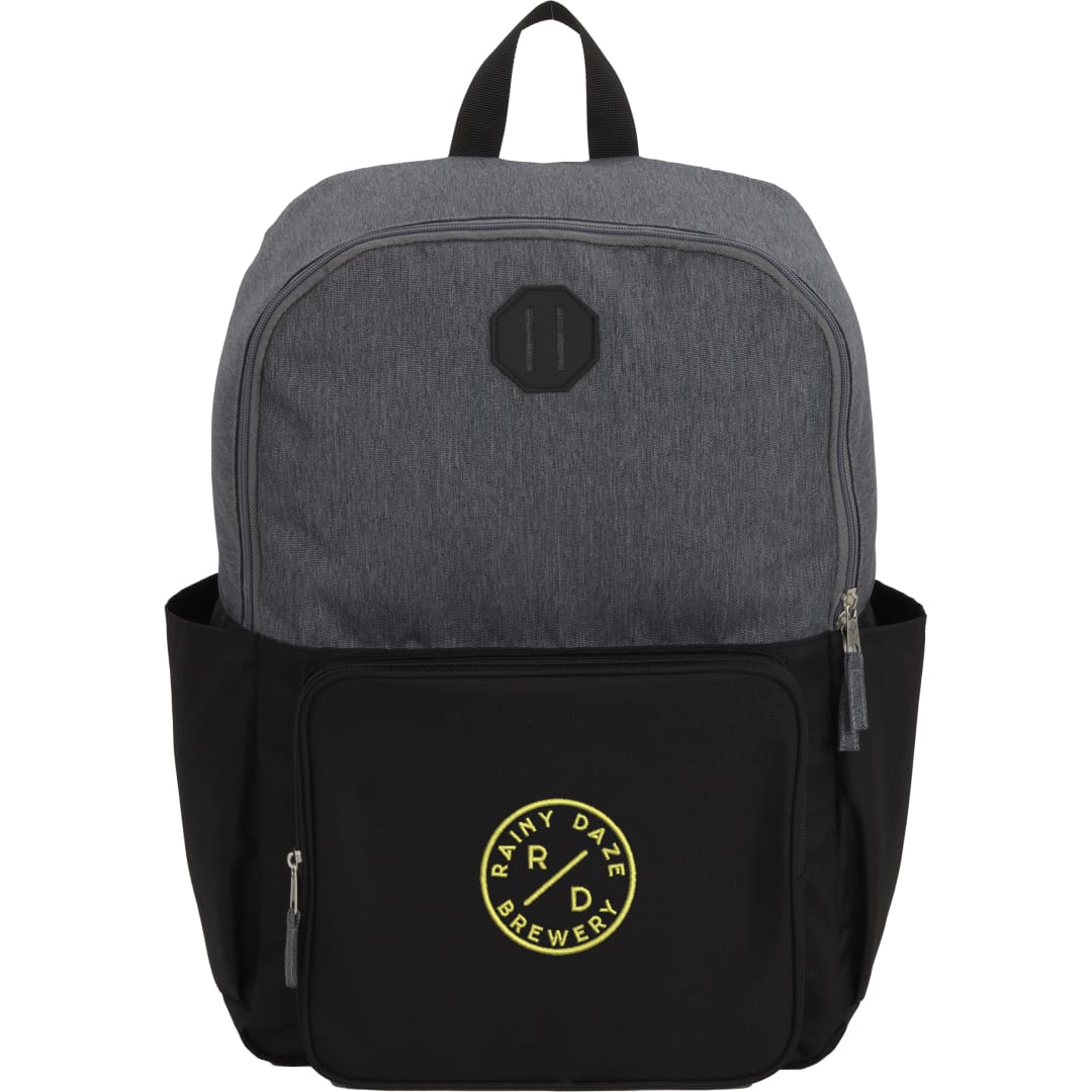Front View of Black Paired Recycled 15" Laptop Backpack