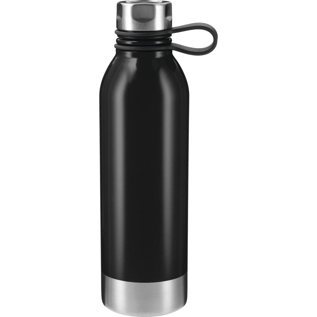Front View of Black Perth 25oz Stainless Sports Bottle plain