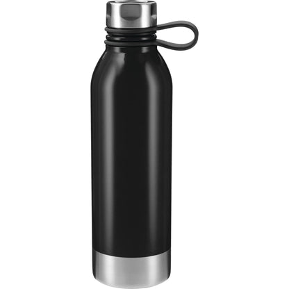 Front View of Black Perth 25oz Stainless Sports Bottle plain