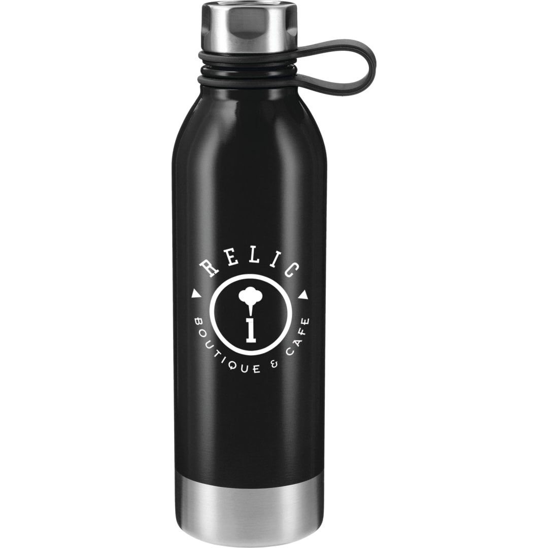 Front View of Black Perth 25oz Stainless Sports Bottle