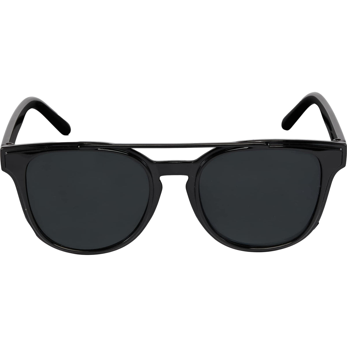 Front View of Black Peyton Recycled Brow Bar Sunglasses plain