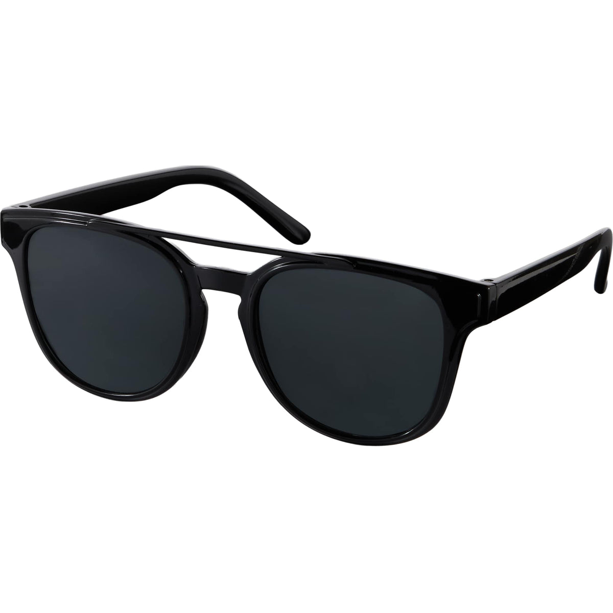 Front View of Black Peyton Recycled Brow Bar Sunglasses plain