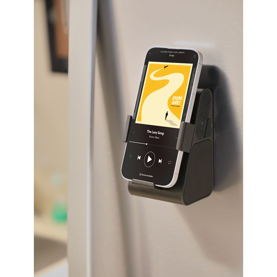 Front View of Black Phone Grip Outdoor Magnetic Bluetooth Speaker
