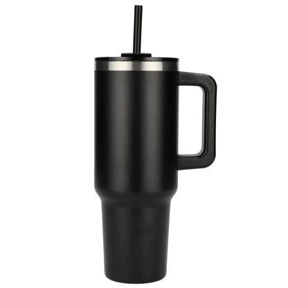 Front View of Black Pinnacle Recycled Travel Tumbler with Straw 40oz plain