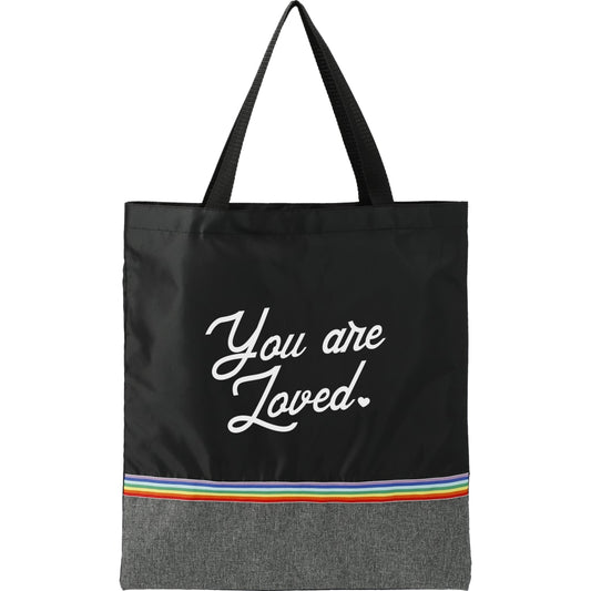 Front View of Black Rainbow RPET Convention Tote
