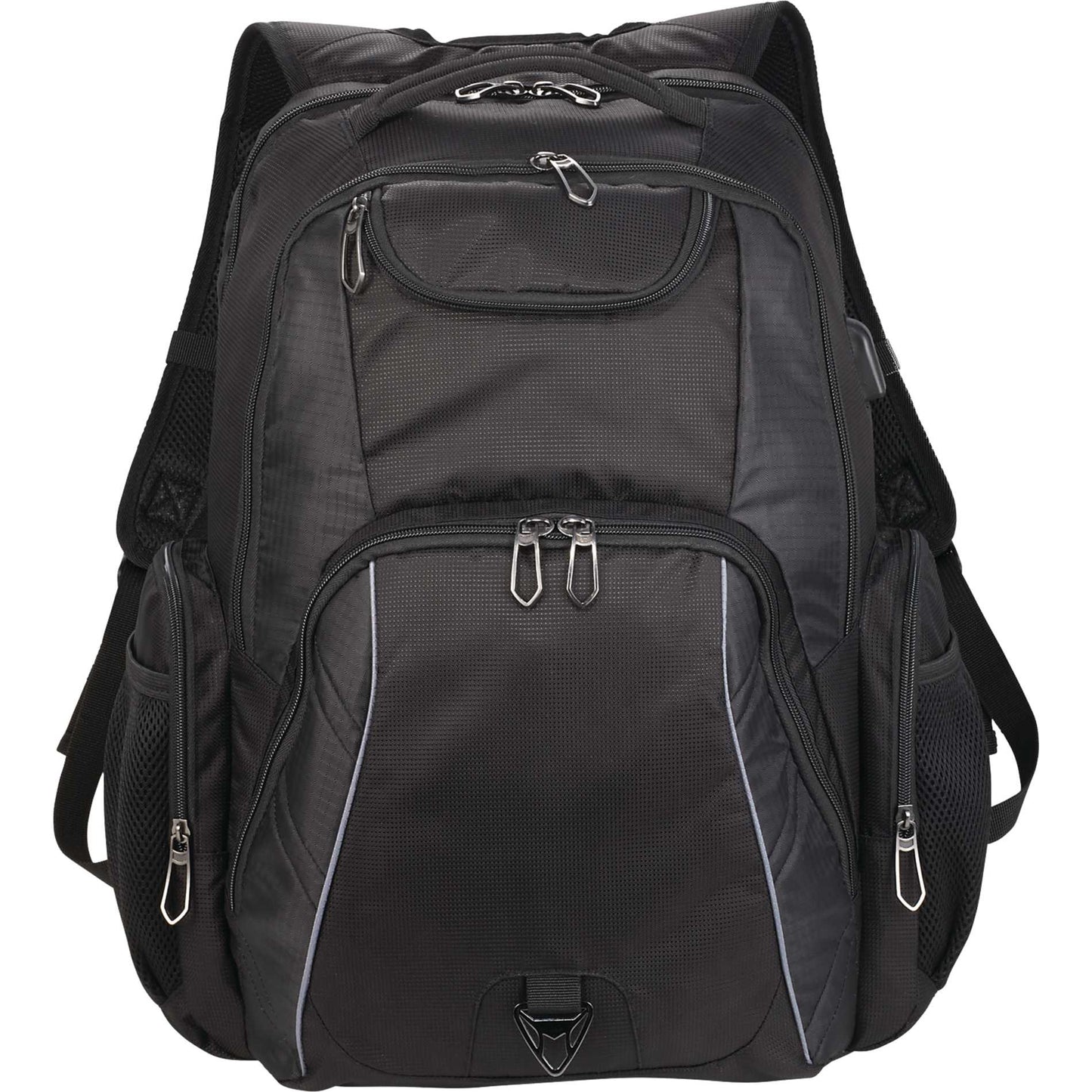 Front View of Black Rainier TSA 17" Computer Backpack plain