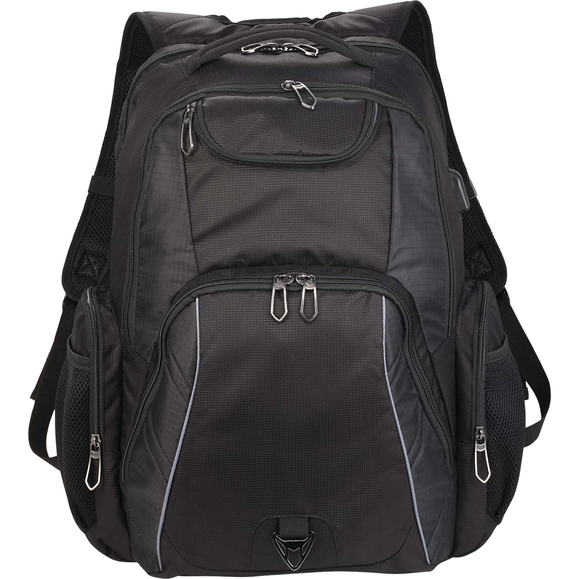 Front View of Black Rainier TSA 17" Computer Backpack plain