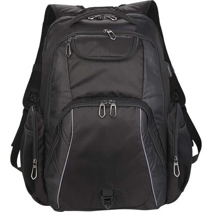 Front View of Black Rainier TSA 17" Computer Backpack plain