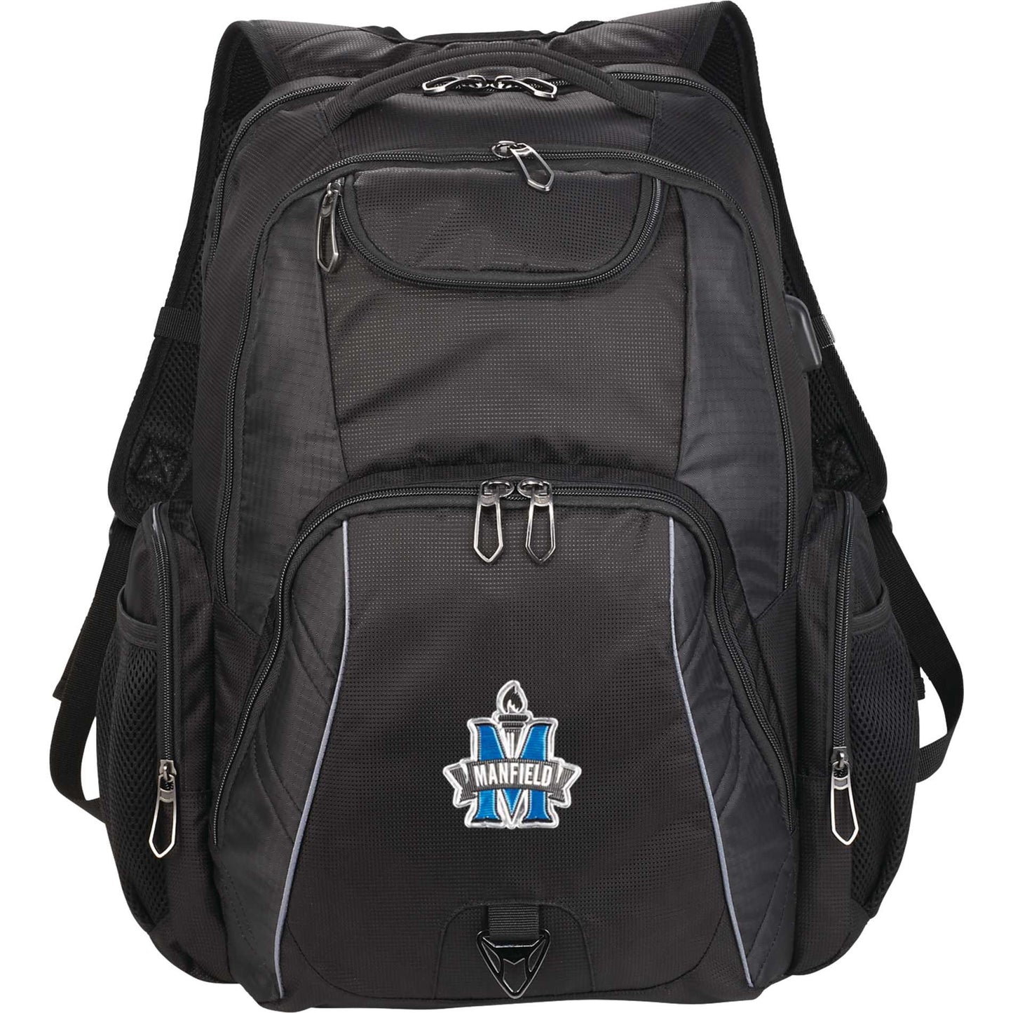 Front View of Black Rainier TSA 17" Computer Backpack