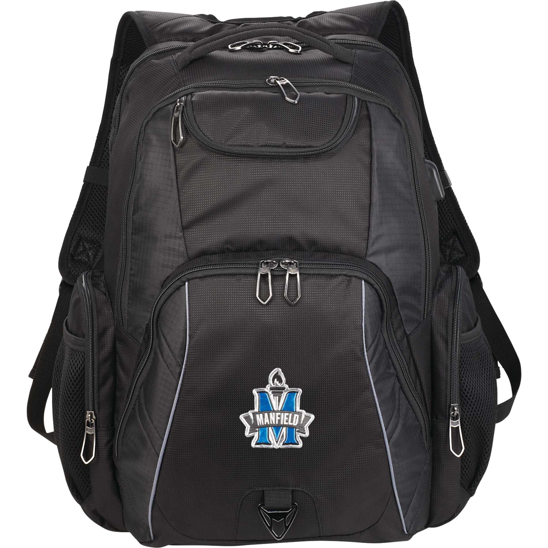Front View of Black Rainier TSA 17" Computer Backpack