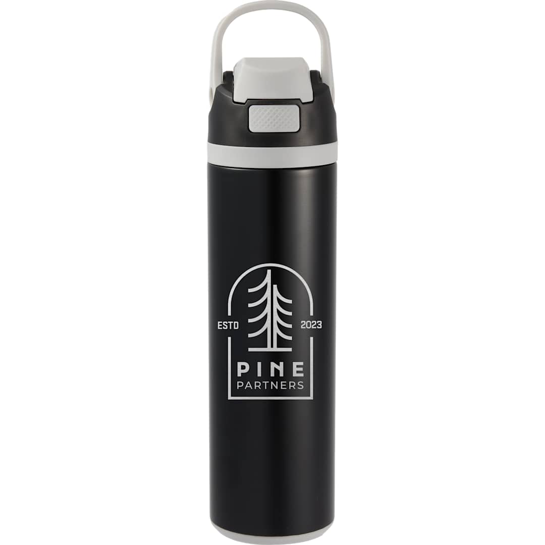 Front View of Black Reef 24oz Vacuum Recycled Stainless-steel Bottle