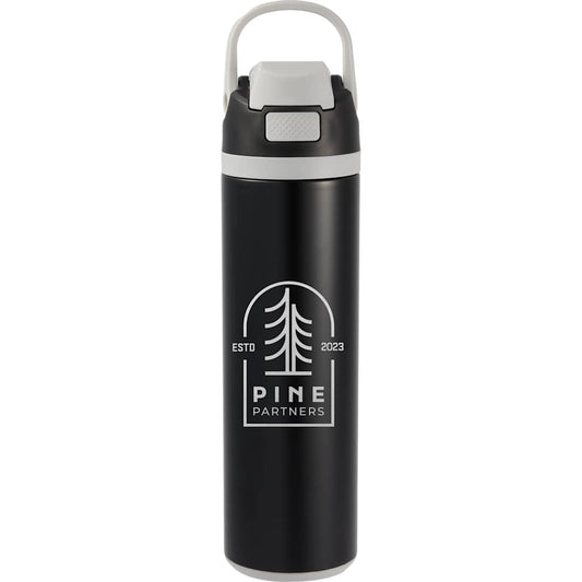 Front View of Black Reef 24oz Vacuum Recycled Stainless-steel Bottle