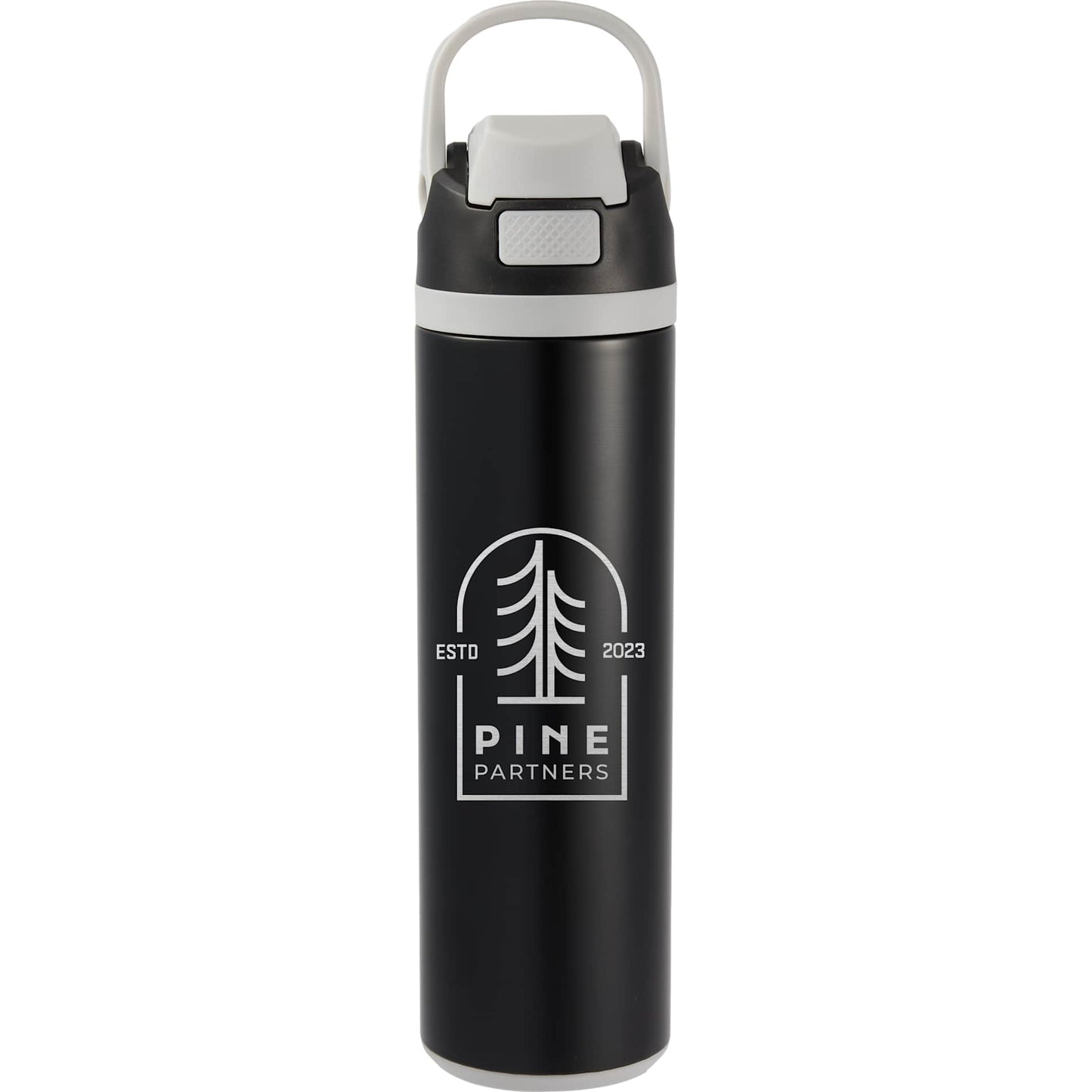 Front View of Black Reef 24oz Vacuum Recycled Stainless-steel Bottle