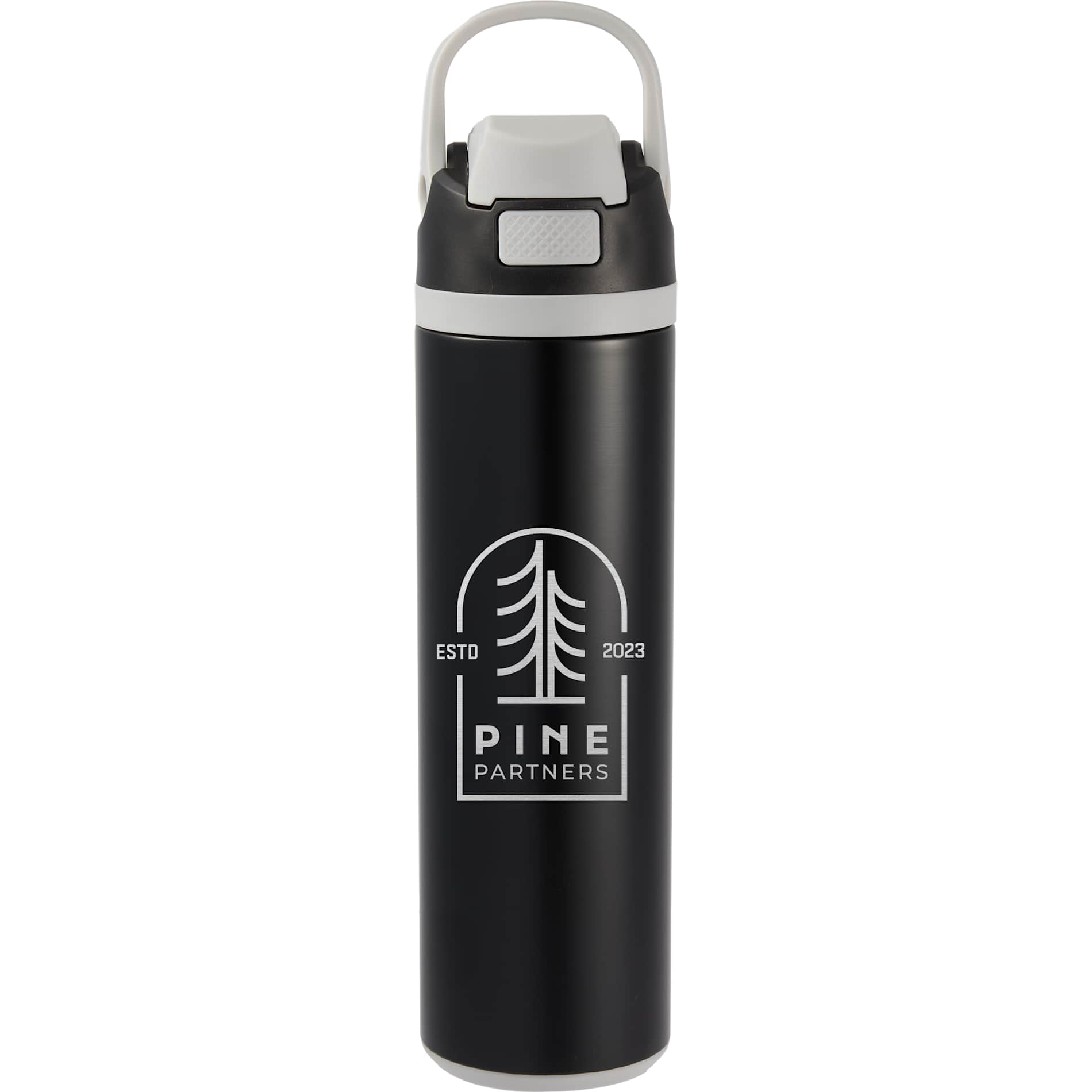 Front View of Black Reef 24oz Vacuum Recycled Stainless-steel Bottle