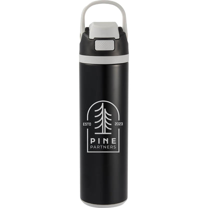 Front View of Black Reef 24oz Vacuum Recycled Stainless-steel Bottle