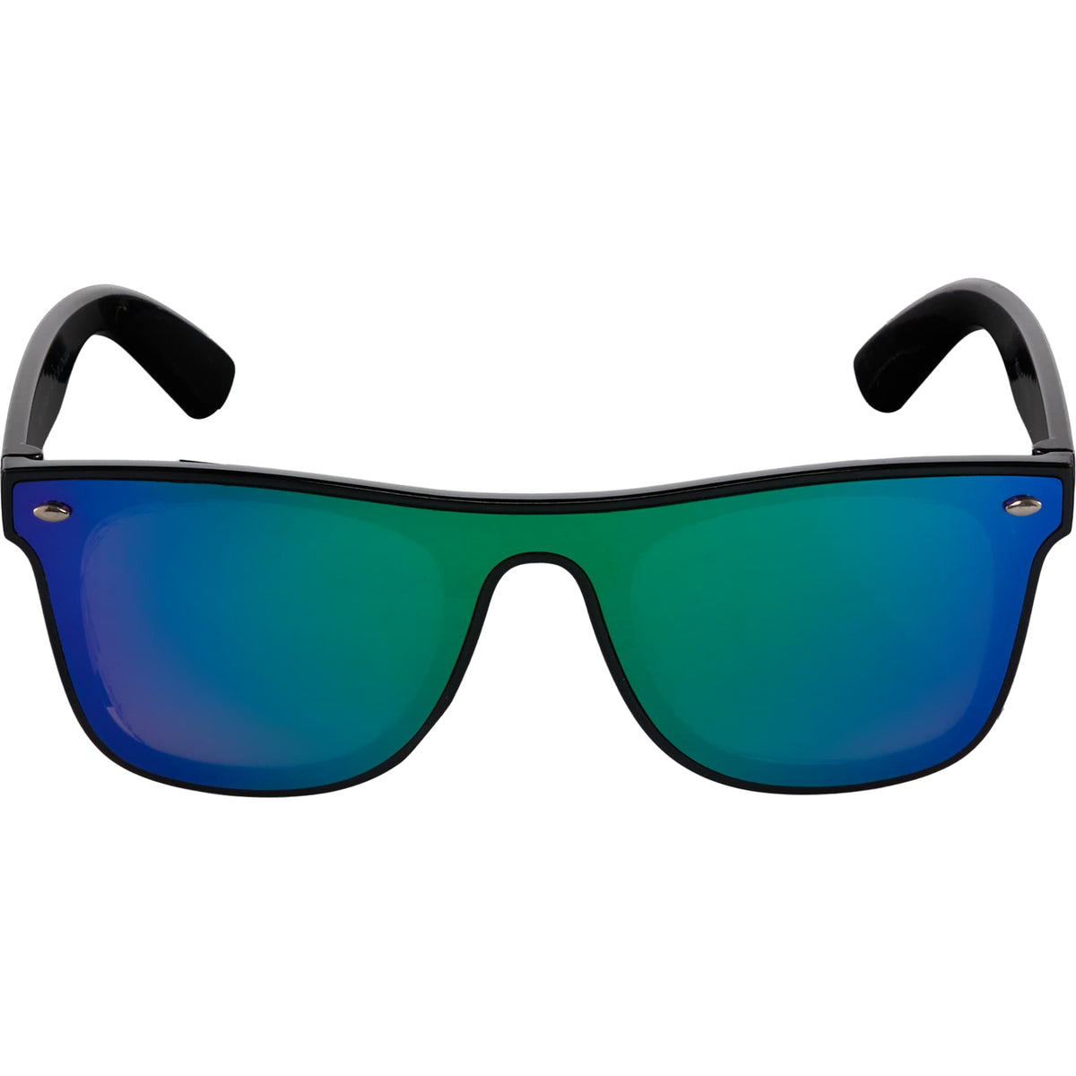 Front View of Black Samson Recycled Single-Lens Sunglasses plain