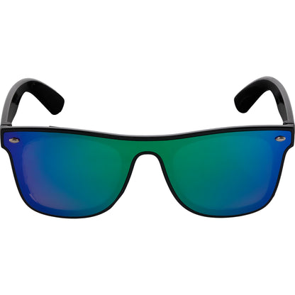 Front View of Black Samson Recycled Single-Lens Sunglasses plain