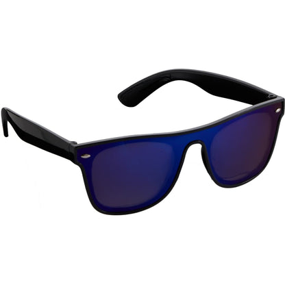 Front View of Black Samson Recycled Single-Lens Sunglasses plain