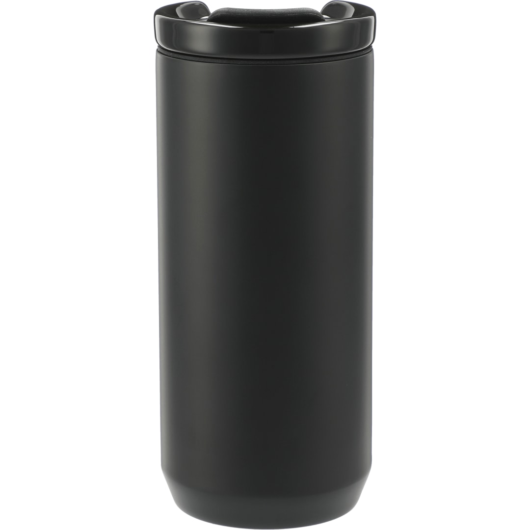 Front View of Black Seneca Tumbler 16oz w/ Ceramic Lid & Lining plain