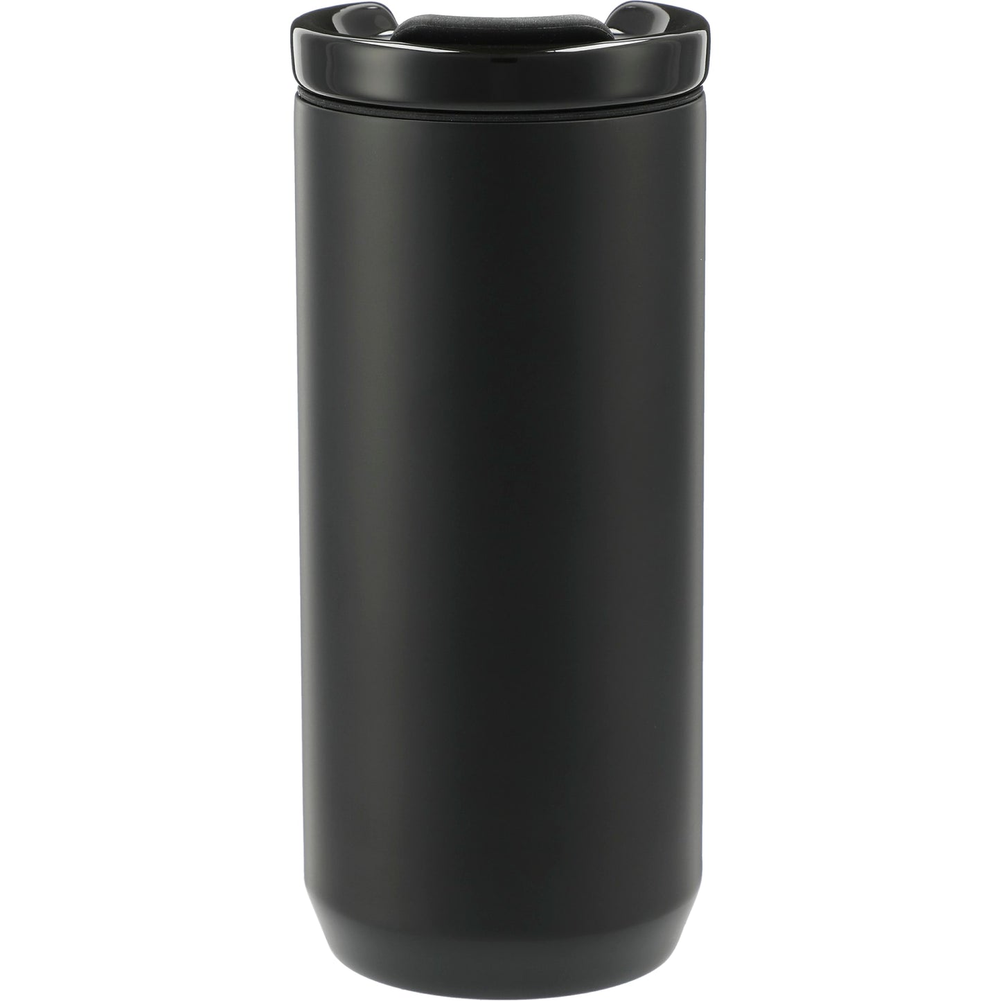 Front View of Black Seneca Tumbler 16oz w/ Ceramic Lid & Lining plain