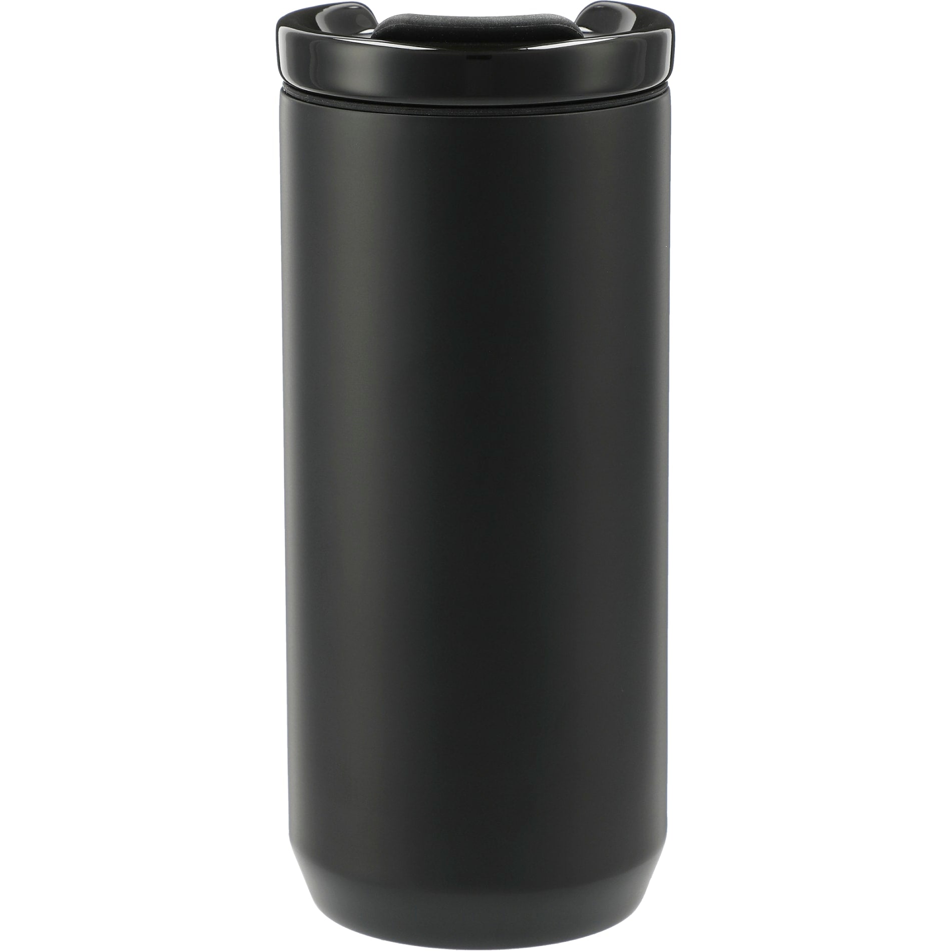 Front View of Black Seneca Tumbler 16oz w/ Ceramic Lid & Lining plain