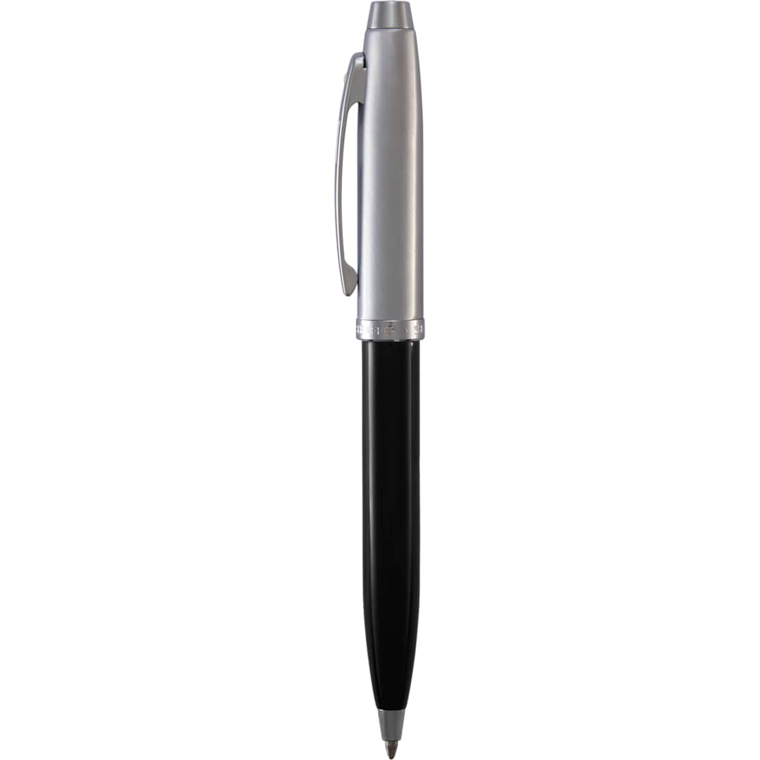 Front View of Black Sheaffer® 100 Chrome Black Ballpoint plain
