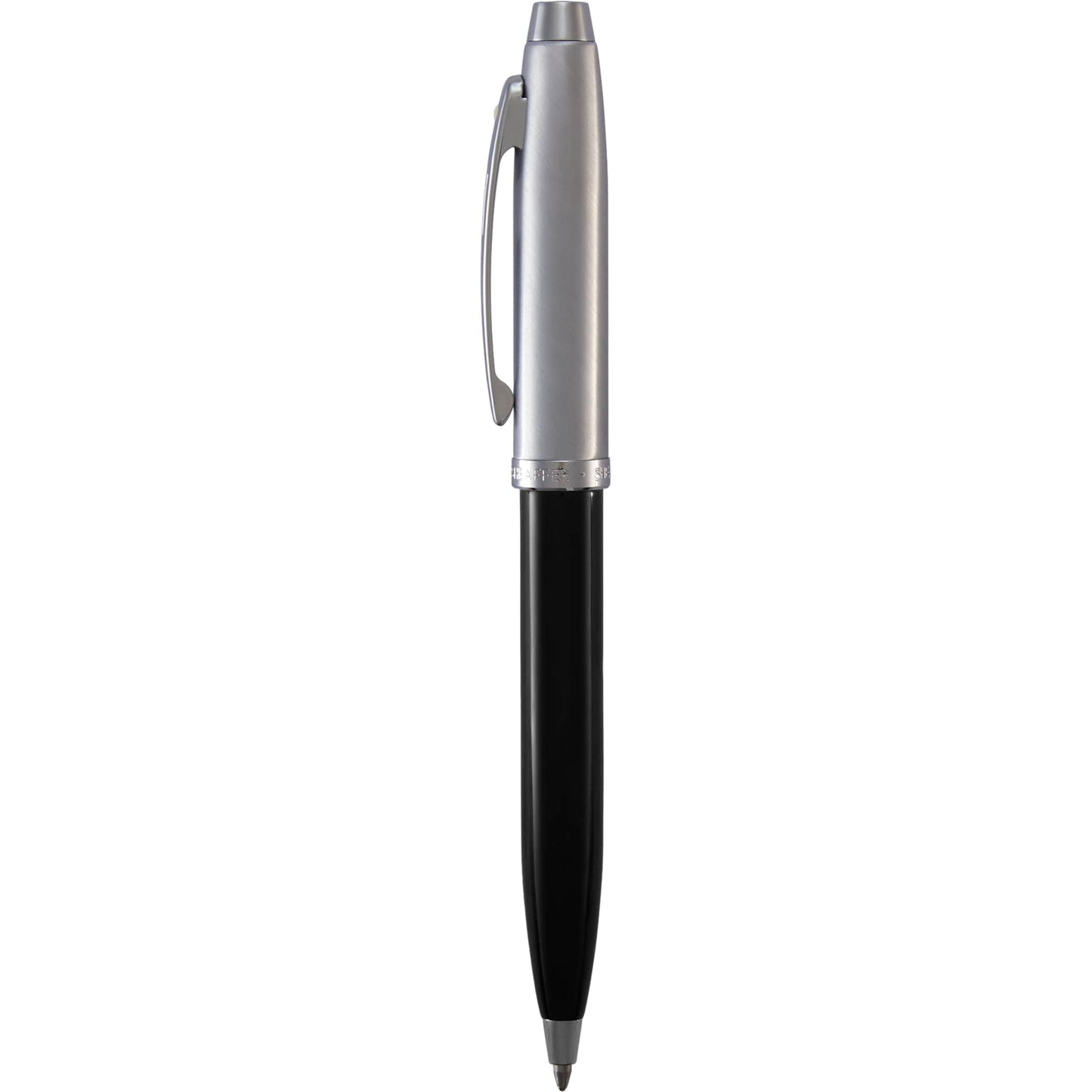 Front View of Black Sheaffer® 100 Chrome Black Ballpoint plain