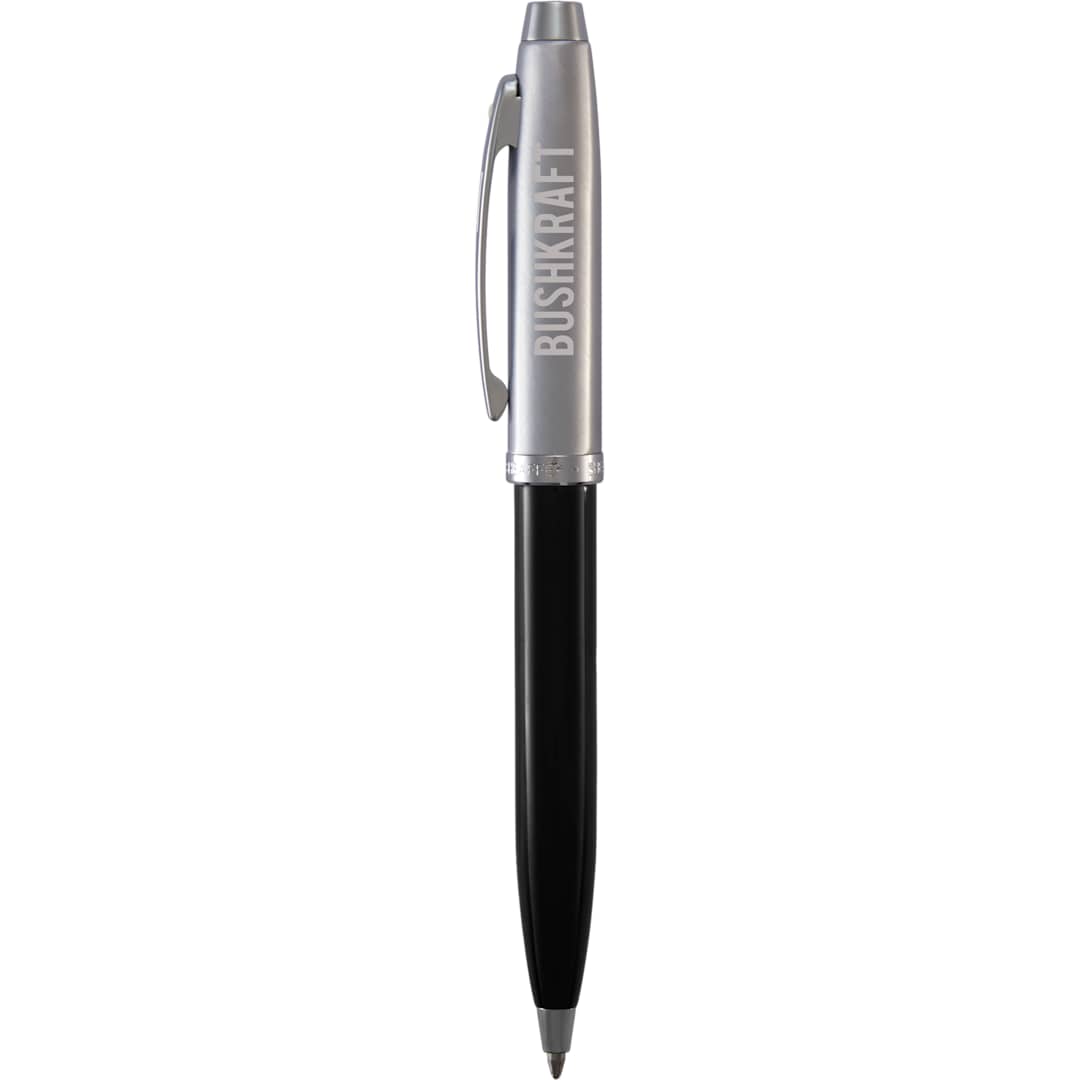 Front View of Black Sheaffer® 100 Chrome Black Ballpoint