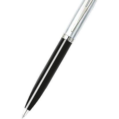 Front View of Black Sheaffer® 100 Chrome Black Ballpoint