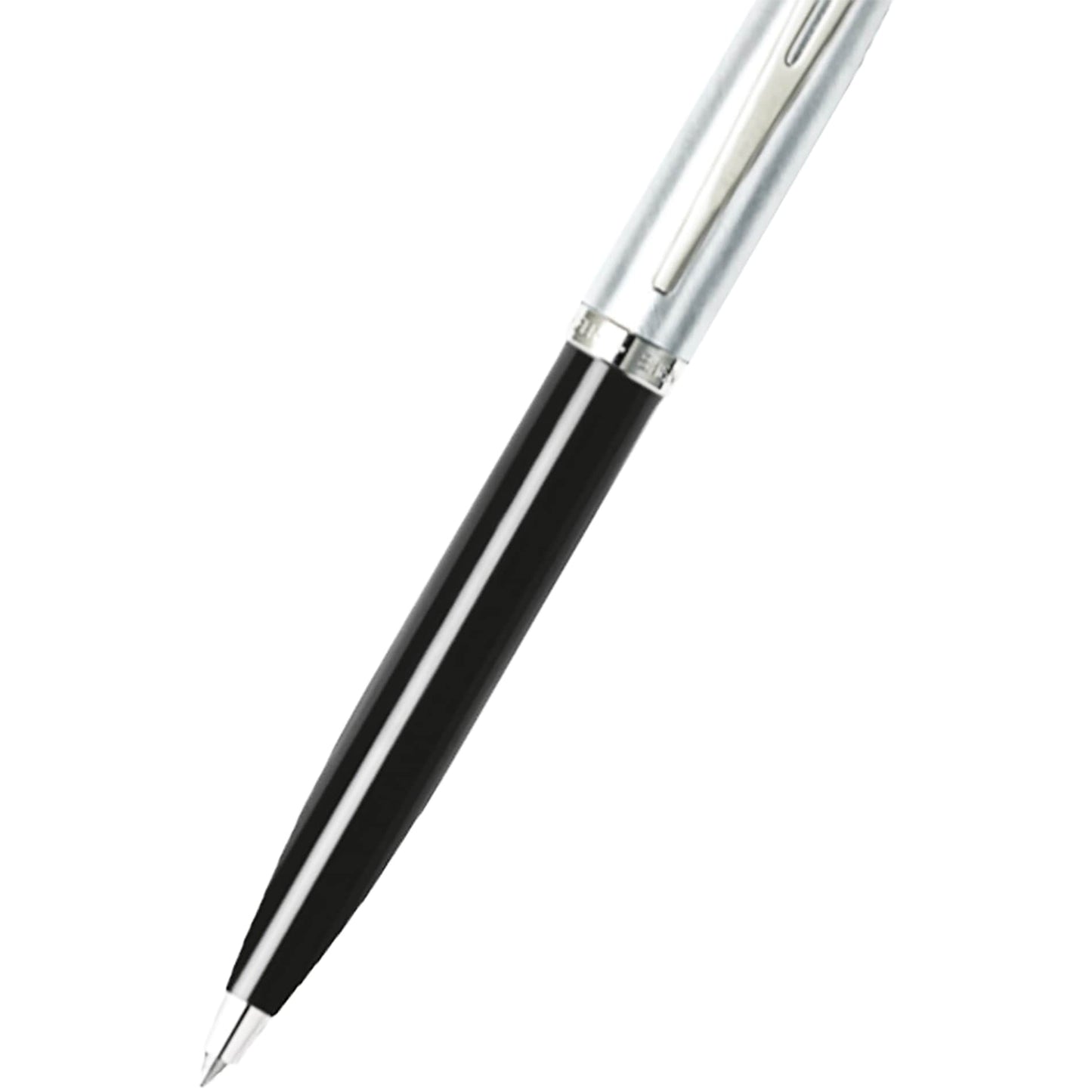 Front View of Black Sheaffer® 100 Chrome Black Ballpoint