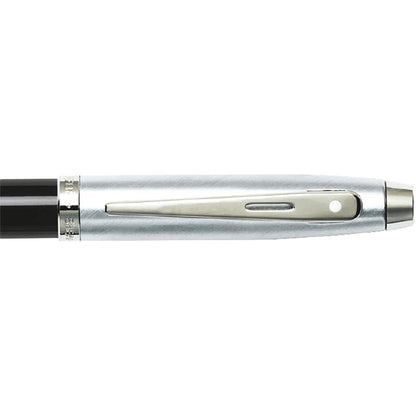 Front View of Black Sheaffer® 100 Chrome Black Ballpoint