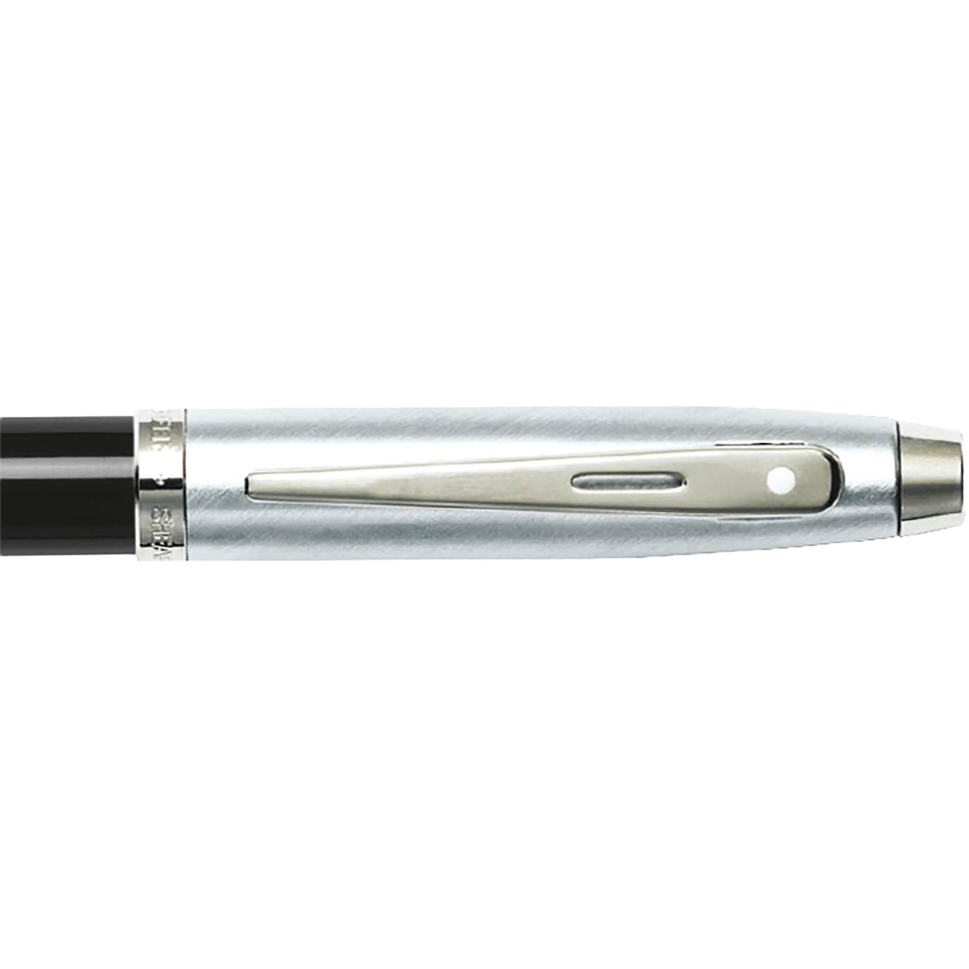 Front View of Black Sheaffer® 100 Chrome Black Ballpoint