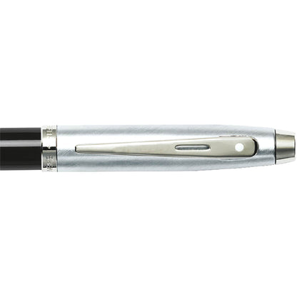 Front View of Black Sheaffer® 100 Chrome Black Ballpoint